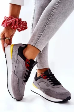 Damskie Big Star Shoes Buty Sportowe Memory Foam Big Star II274406 Szare