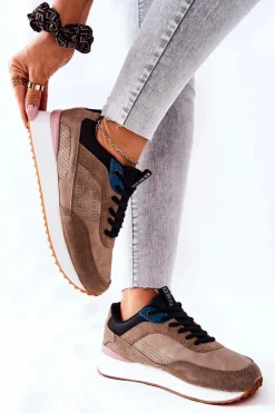 Best Big Star Shoes Buty Sportowe Memory Foam Big Star II274407 Brązowo-Czarne