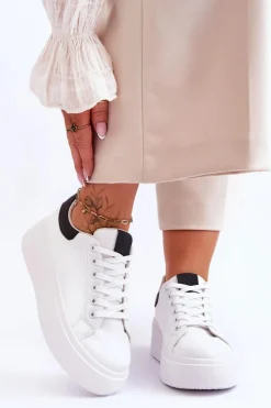 Clearance Boto Buty Sportowe Na Masywnej Platformie Biało-Czarne Boneti