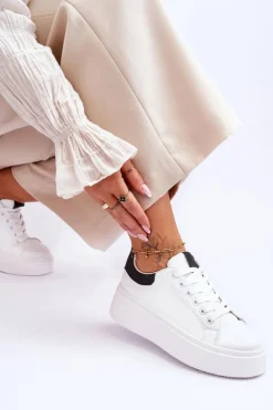 Clearance Boto Buty Sportowe Na Masywnej Platformie Biało-Czarne Boneti