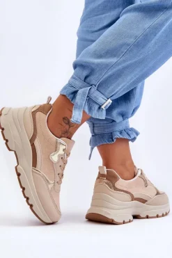 Hot Boto Buty Sportowe Na Płaskim Obcasie I Platformie Beżowe Icons