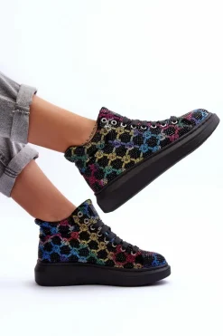 GOE Buty Sportowe Na Platformie Dżety MM2N4009 Czarne