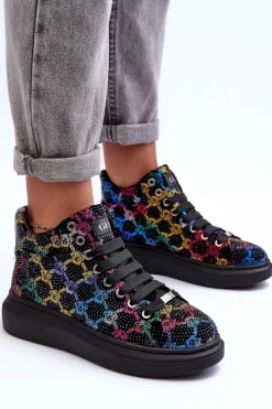 GOE Buty Sportowe Na Platformie Dżety MM2N4009 Czarne