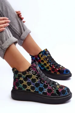 GOE Buty Sportowe Na Platformie Dżety MM2N4009 Czarne