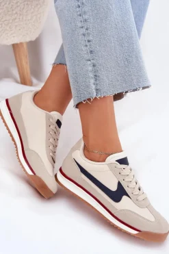Outlet Evento Buty Sportowe Sneakersy Damskie Beżowe Zerina Beżowy