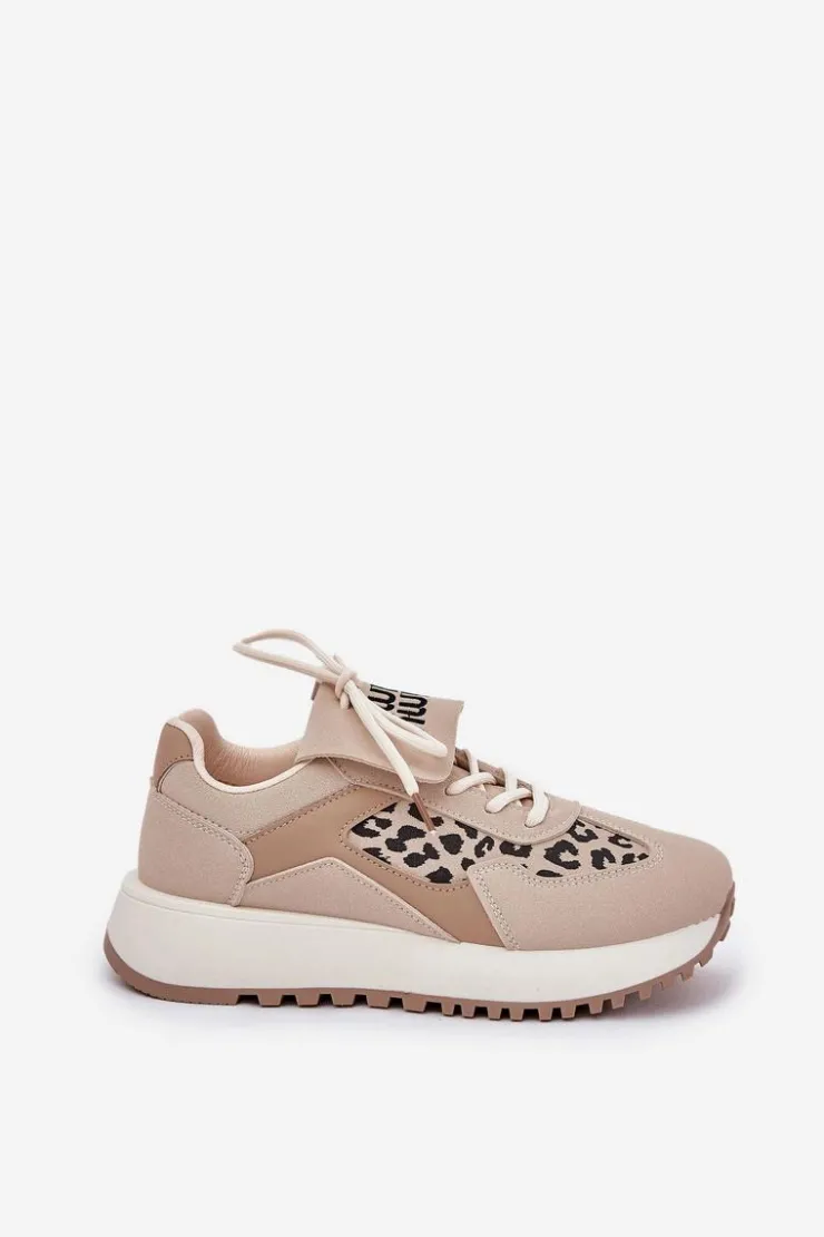 Boto Buty Sportowe Na Platformie|Sneakersy Damskie*Buty Sportowe Sneakersy Damskie Na Platformie Panterka Beżowe Pumbes Beżowy