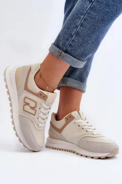 New Boto Buty Sportowe Sneakersy Damskie Beżowe Alettesa