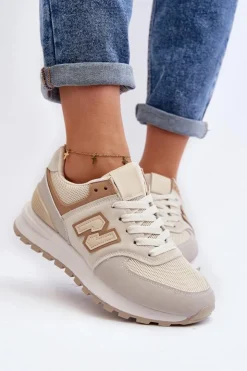 New Boto Buty Sportowe Sneakersy Damskie Beżowe Alettesa