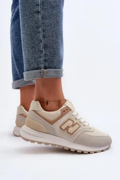 New Boto Buty Sportowe Sneakersy Damskie Beżowe Alettesa