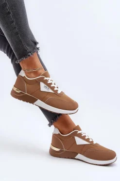 Discount Boto Buty Sportowe Sneakersy Damskie Brązowe Vovella Brązowy