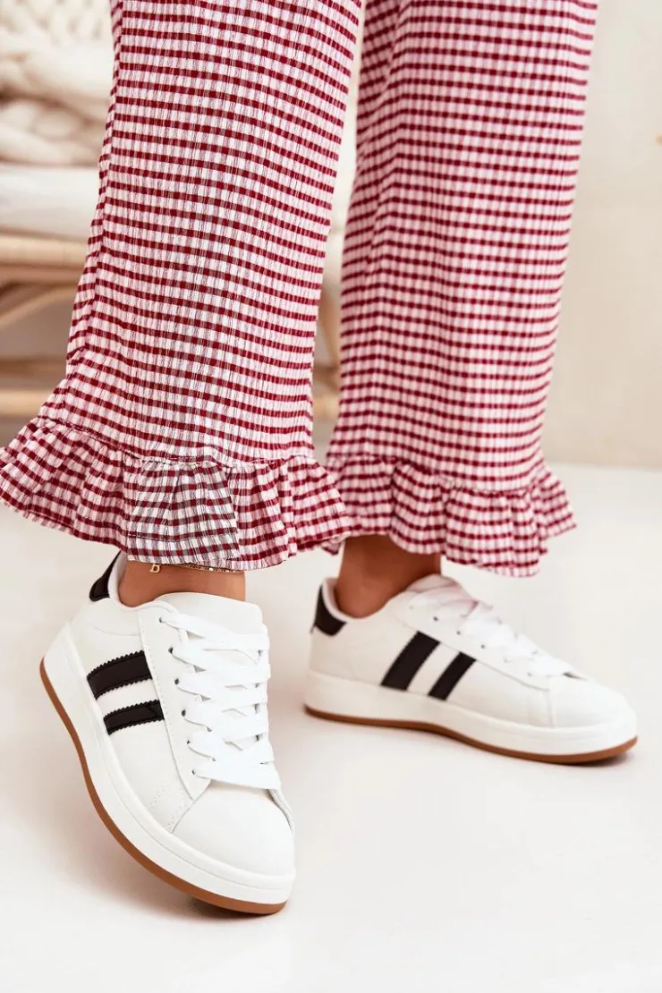 Discount Boto Buty Sportowe Sneakersy Damskie Z Eko Skóry Białe Ravina