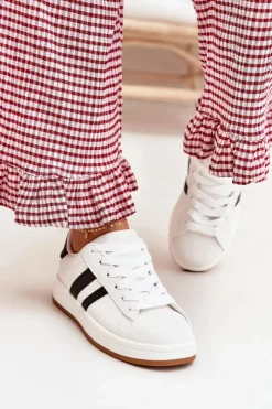 Discount Boto Buty Sportowe Sneakersy Damskie Z Eko Skóry Białe Ravina