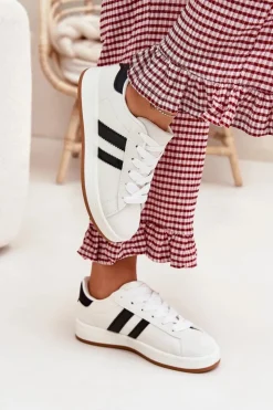 Discount Boto Buty Sportowe Sneakersy Damskie Z Eko Skóry Białe Ravina