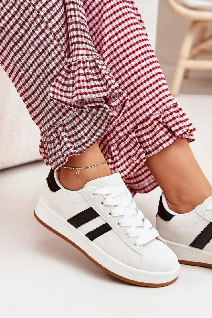 Discount Boto Buty Sportowe Sneakersy Damskie Z Eko Skóry Białe Ravina