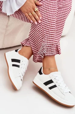 Discount Boto Buty Sportowe Sneakersy Damskie Z Eko Skóry Białe Ravina