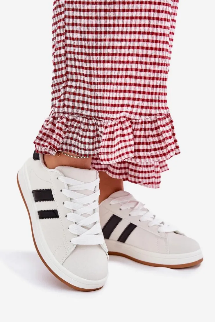 Discount Boto Buty Sportowe Sneakersy Damskie Z Eko Skóry Białe Ravina