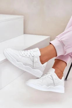 Clearance Evento Buty Sportowe Sneakersy Damskie Z Eko Skóry Białe Telisiria