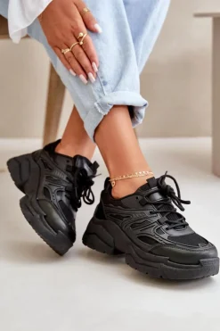 Online Boto Buty Sportowe Sneakersy Damskie Na Masywnej Podeszwie Czarne Lerista