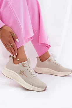 Damskie Big Star Shoes Buty Sportowe Sneakersy Damskie Big Star RR274A145 HI-POLY SYSTEM Beżowe