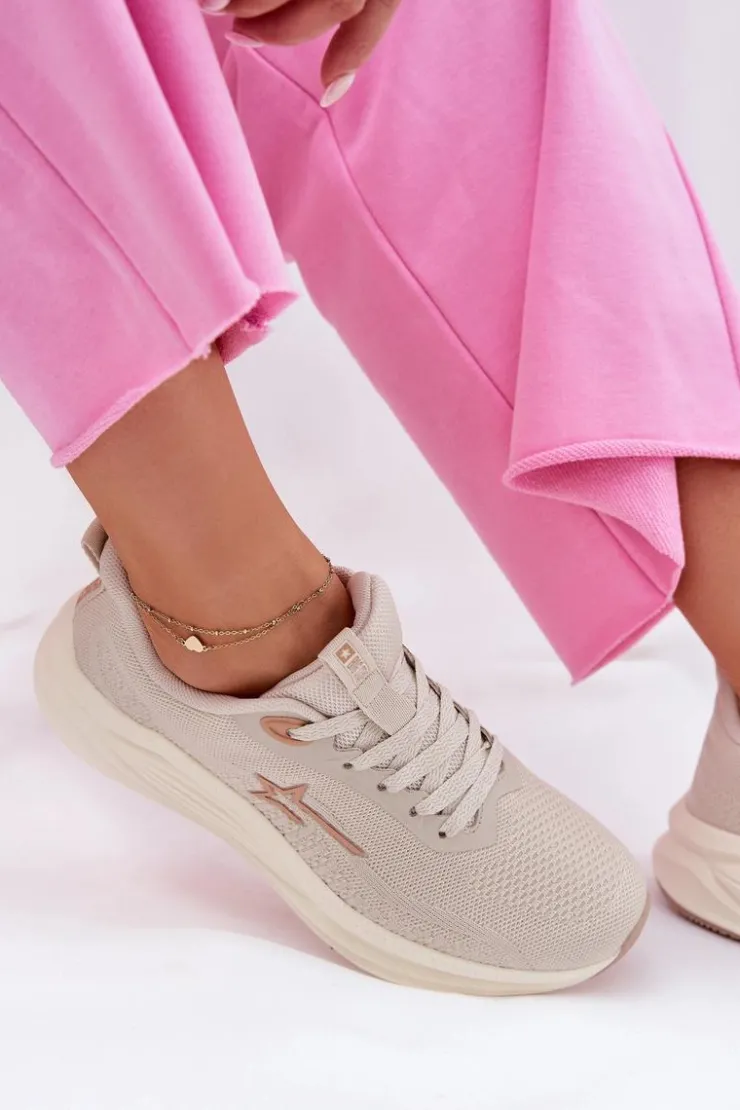 Damskie Big Star Shoes Buty Sportowe Sneakersy Damskie Big Star RR274A145 HI-POLY SYSTEM Beżowe