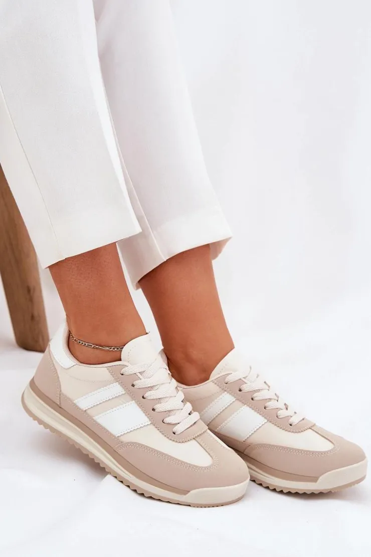 Online Boto Buty Sportowe Sneakersy Damskie Panterka Beżowe Galabis