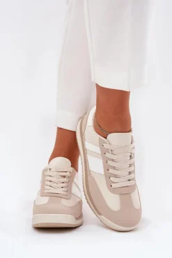 Online Boto Buty Sportowe Sneakersy Damskie Panterka Beżowe Galabis
