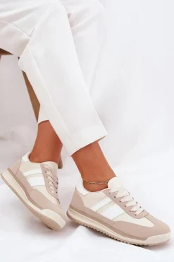 Online Boto Buty Sportowe Sneakersy Damskie Panterka Beżowe Galabis