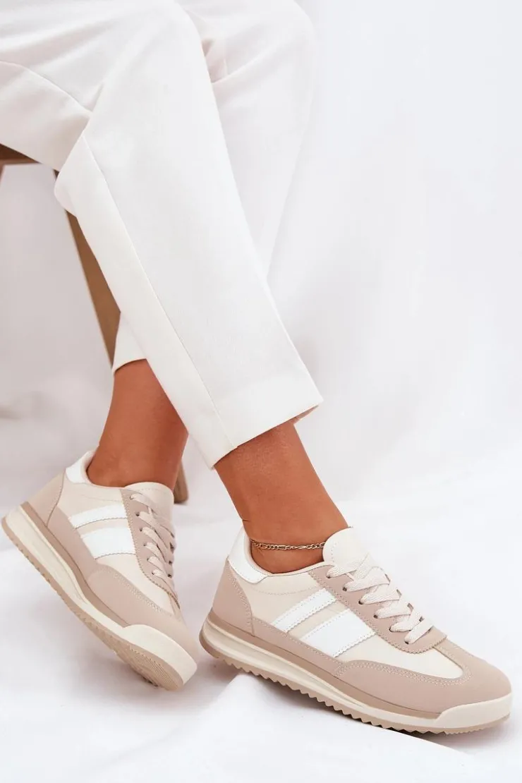 Online Boto Buty Sportowe Sneakersy Damskie Panterka Beżowe Galabis
