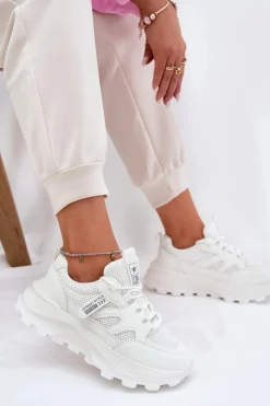 Discount Boto Buty Sportowe Sneakersy Damskie Na Grubej Podeszwie Białe Prononice Biały