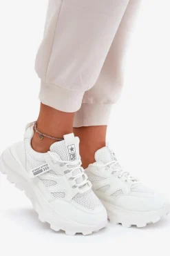 Discount Boto Buty Sportowe Sneakersy Damskie Na Grubej Podeszwie Białe Prononice Biały