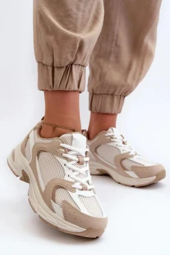 New Boto Buty Sportowe Sneakersy Damskie Beżowe Kildia