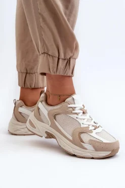 New Boto Buty Sportowe Sneakersy Damskie Beżowe Kildia