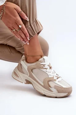 New Boto Buty Sportowe Sneakersy Damskie Beżowe Kildia
