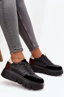 Damskie Buty damskie Vinceza Buty Sportowe Sneakersy Damskie Na Platformie Vinceza 58565 Czarne