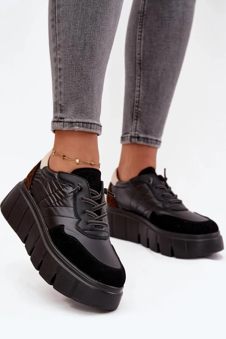 Damskie Buty damskie Vinceza Buty Sportowe Sneakersy Damskie Na Platformie Vinceza 58565 Czarne