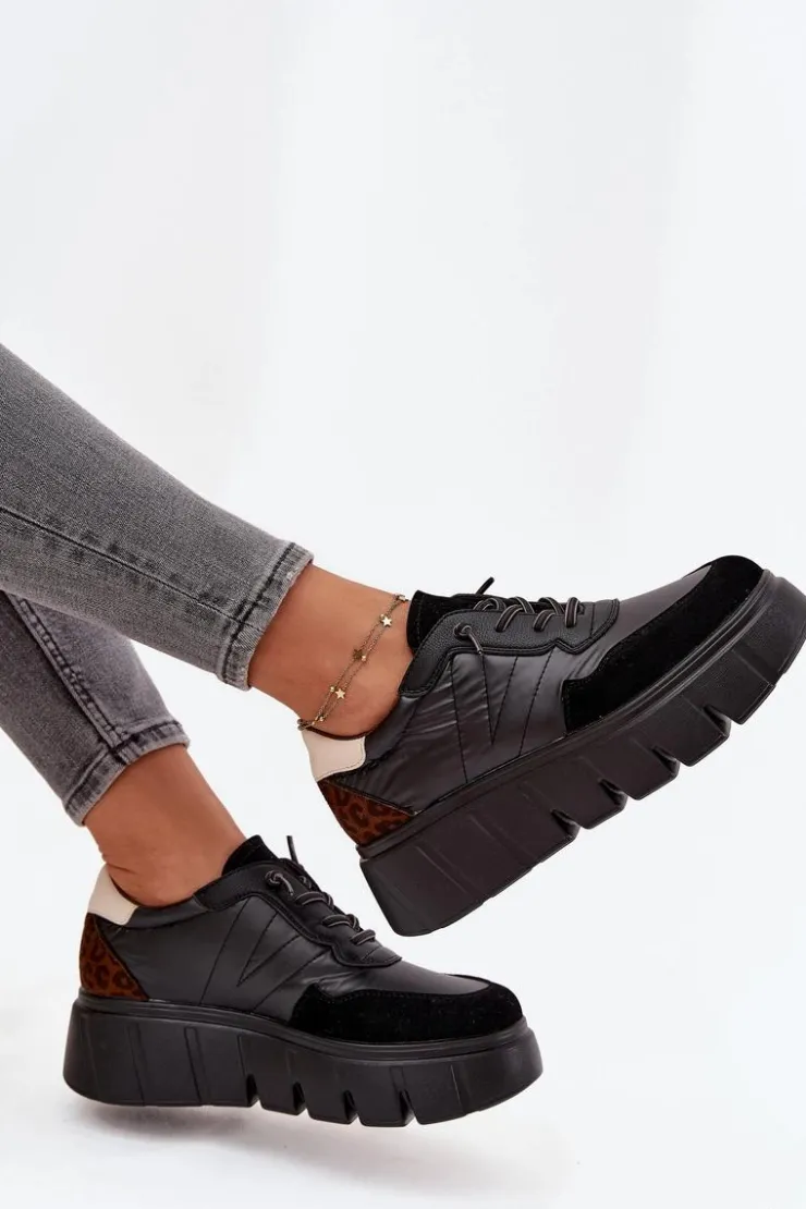 Damskie Buty damskie Vinceza Buty Sportowe Sneakersy Damskie Na Platformie Vinceza 58565 Czarne