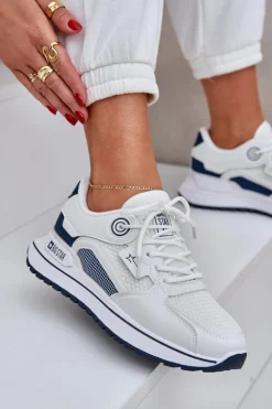 Outlet Big Star Shoes Buty Sportowe Sneakersy Damskie Big Star NN274A103 HI-POLY SYSTEM Biało-Granatowe
