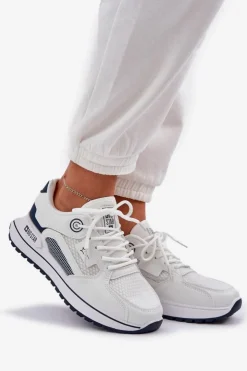 Outlet Big Star Shoes Buty Sportowe Sneakersy Damskie Big Star NN274A103 HI-POLY SYSTEM Biało-Granatowe