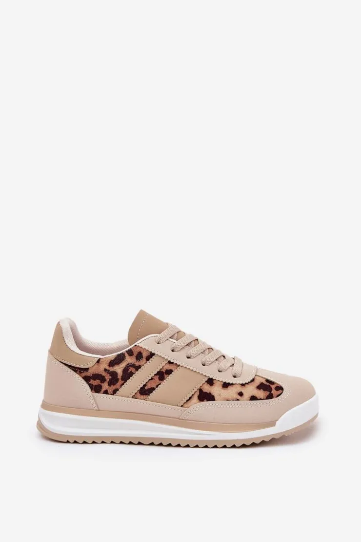Outlet Boto Buty Sportowe Sneakersy Damskie Panterka Beżowo-Brązowe Galabis