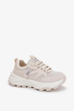 Boto Sneakersy Damskie*Buty Sportowe Sneakersy Damskie Na Grubej Podeszwie Beżowe Prononice Beżowy