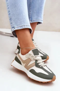 Damskie Boto Buty Sportowe Sneakersy Damskie Beżowo-Zielone Britma