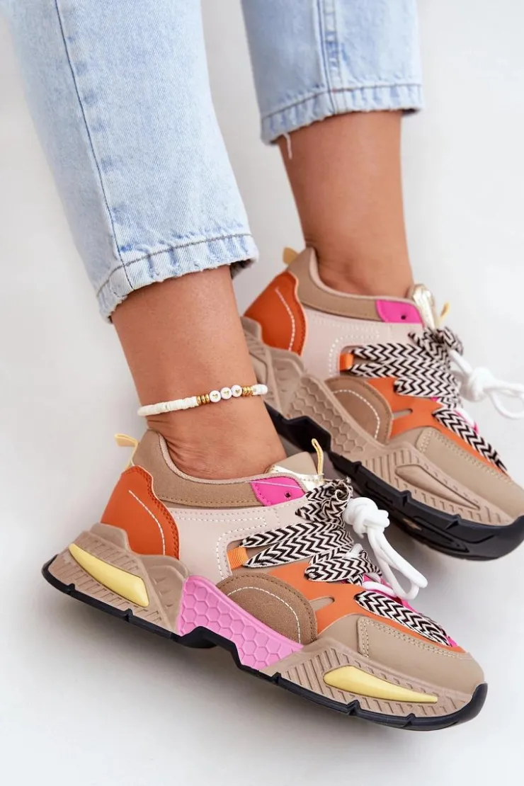 Boto Buty Sportowe Na Platformie|Sneakersy Damskie*Buty Sportowe Sneakersy Damskie Z Podwójnym Sznurowaniem Khaki Samoles