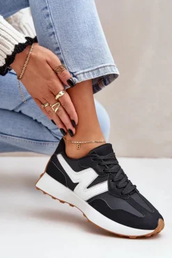 Online Boto Buty Sportowe Sneakersy Damskie Czarne Britma Czarny