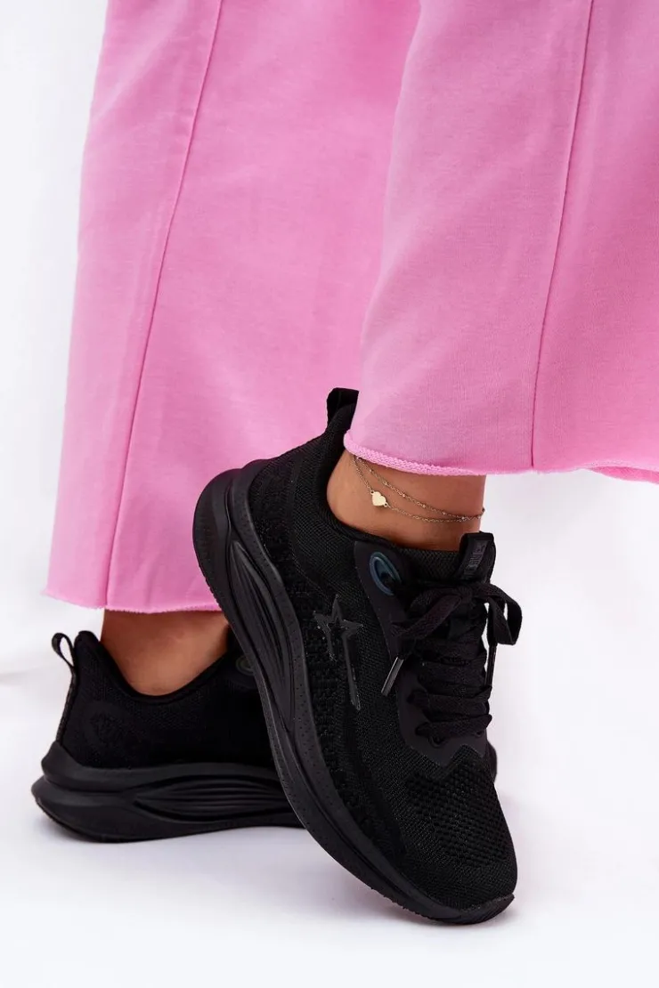 Big Star Shoes Buty Sportowe Sneakersy Damskie Big Star RR274A144 HI-POLY SYSTEM Czarne Czarny