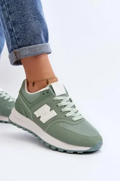 Boto Sneakersy Damskie*Buty Sportowe Sneakersy Damskie Zielone Lifari