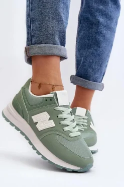 Boto Sneakersy Damskie*Buty Sportowe Sneakersy Damskie Zielone Lifari