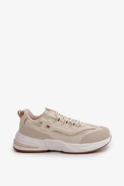 Boto Buty Sportowe Na Platformie|Sneakersy Damskie*Buty Sportowe Sneakersy Eko Skórzane Beżowe Verilisse