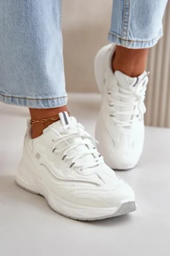 Damskie Boto Buty Sportowe Sneakersy Eko Skórzane Białe Verilisse