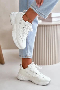 Damskie Boto Buty Sportowe Sneakersy Eko Skórzane Białe Verilisse