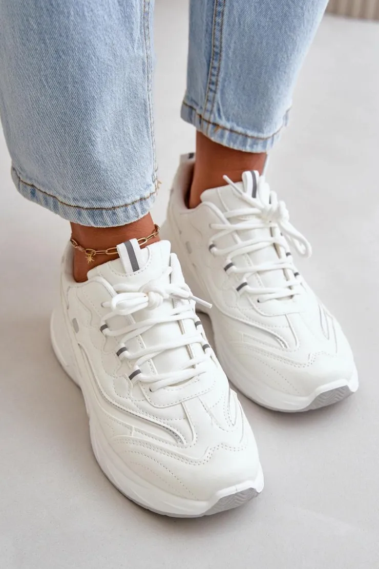 Damskie Boto Buty Sportowe Sneakersy Eko Skórzane Białe Verilisse